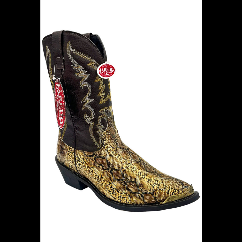 Laredo Men's Boots Snake Print Brown/Gold - Medium
